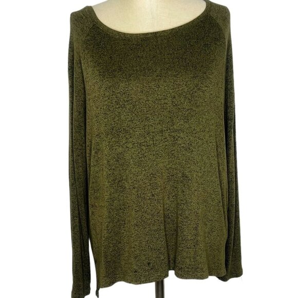 Old Navy Luxe Sweater Top Womens Size M Olive Green Marled Knit - Picture 2 of 4